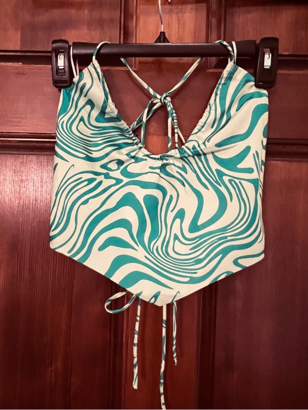 Princess Polly Green Swirl Going Out Halter Crop Top New Sz Small